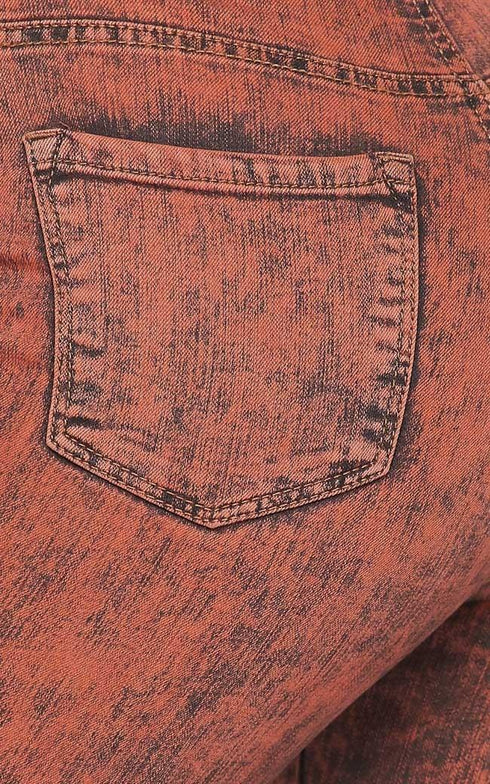 Acid Wash Slightly Ripped Stretchy Skinny Jeans - Orange - SohoGirl.com